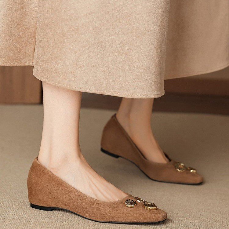Faux Suede Square Toe Flats, picture 3 of 4