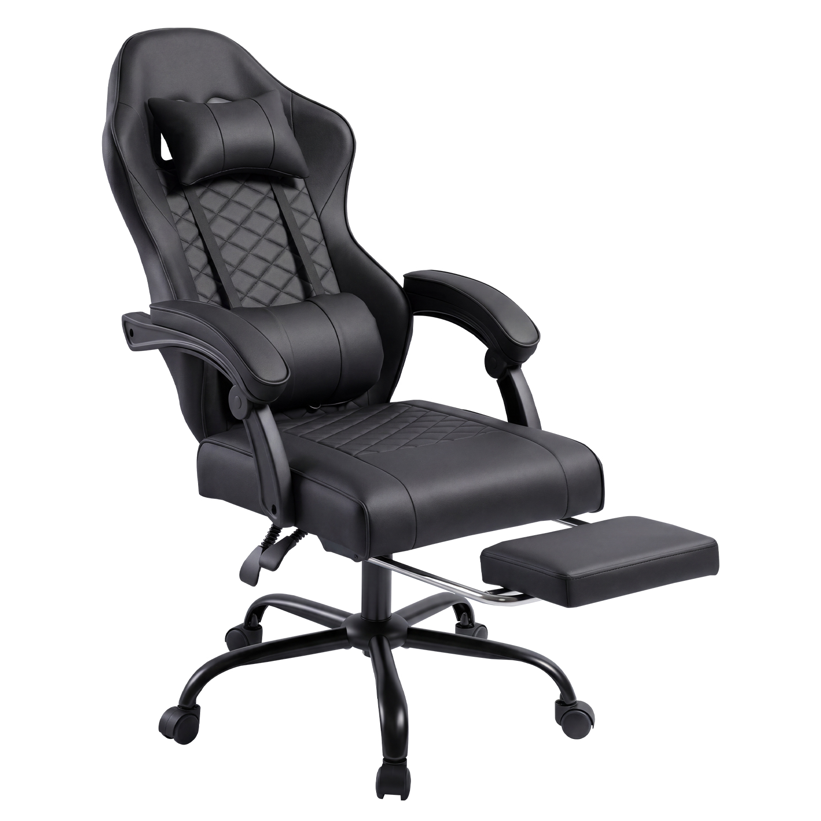 Racing Style Gaming Chair With Footrest,PU Leather,Massage Lumbar — image 8