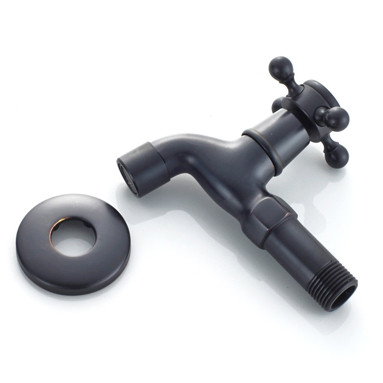 Title 4, Black Antique Plum Hand Wheel Mop Pool Faucet