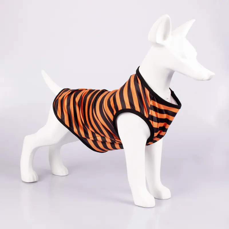 Pet Tank Top Striped Crew Neck T Shirt