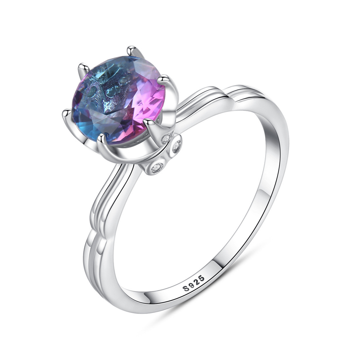 Silver Jewelry Synthetic Rainbow Gem Fashion