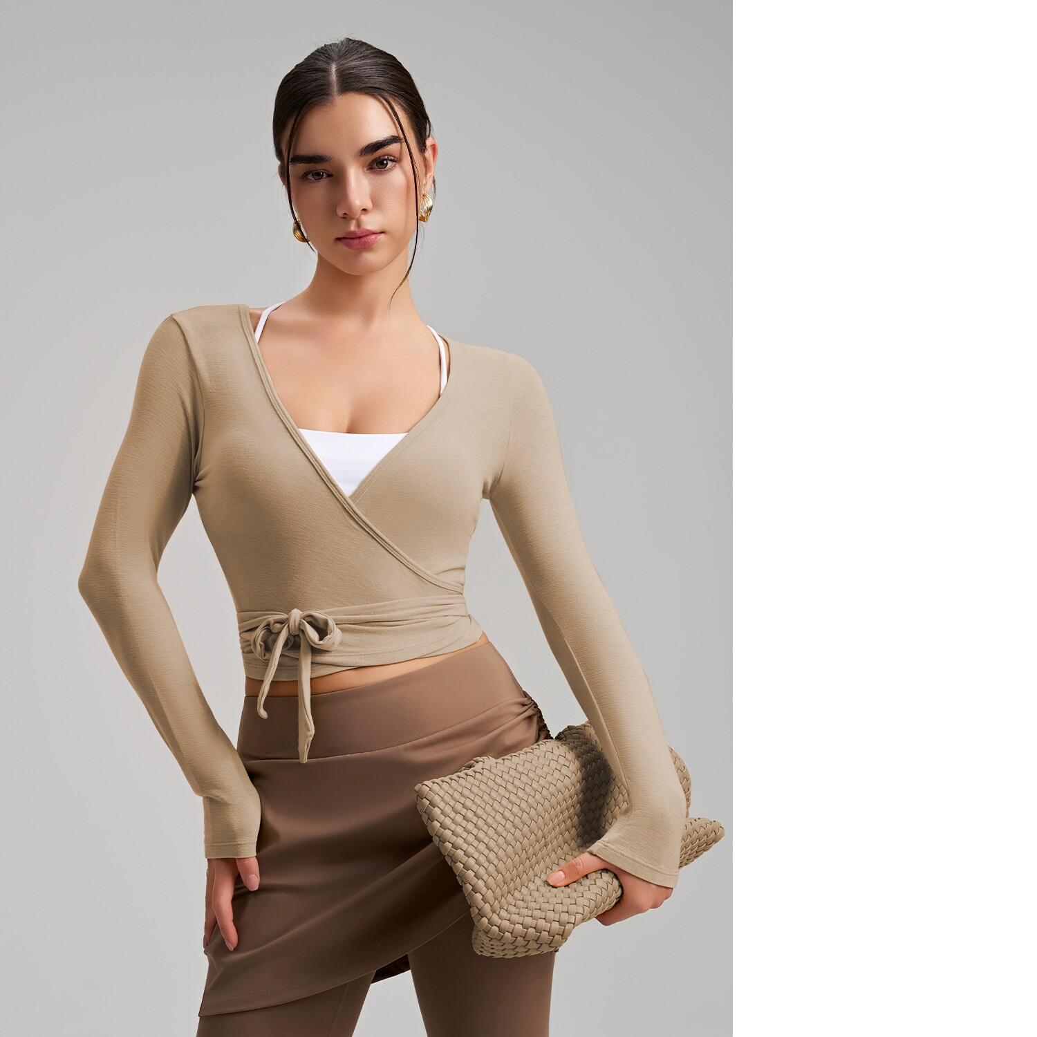 Stylish One-Piece Long-Sleeve Yoga Top With Tie Strap, High-End Outdoor Activewear With Four-Way Stretch For Sports, Dance And Fitness 9