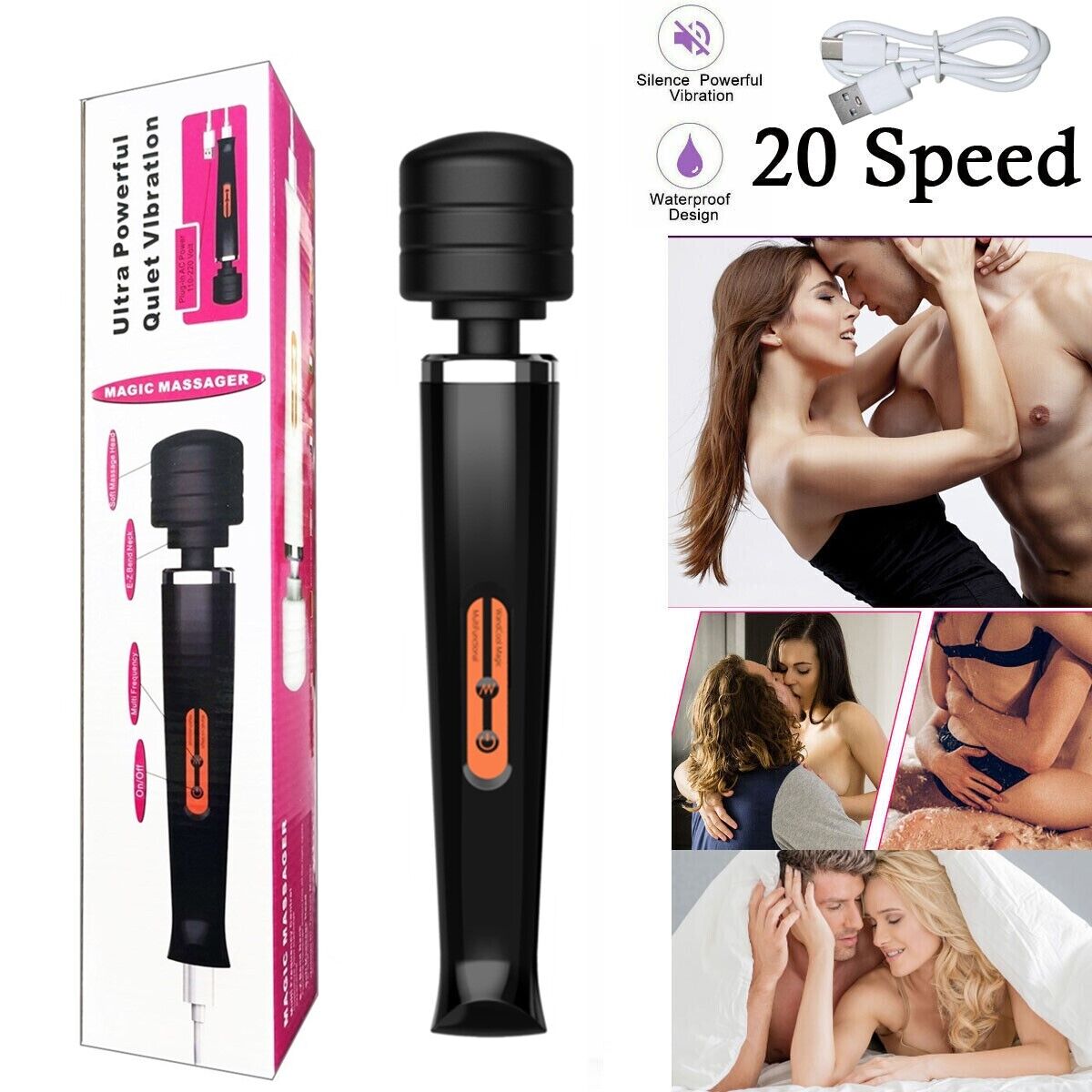 Body Wand Vibrating Massager USB Rechargeable 10 Modes Speed Pleasure Stick — image 11