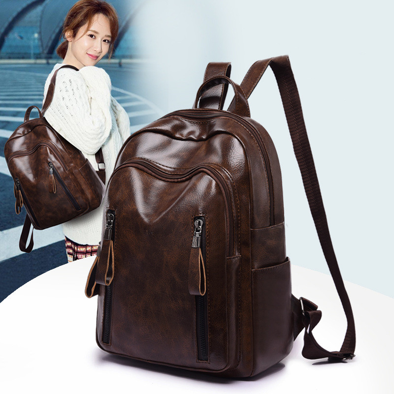 Title 2, Soft Leather Fashion Ladies Backpack College Style