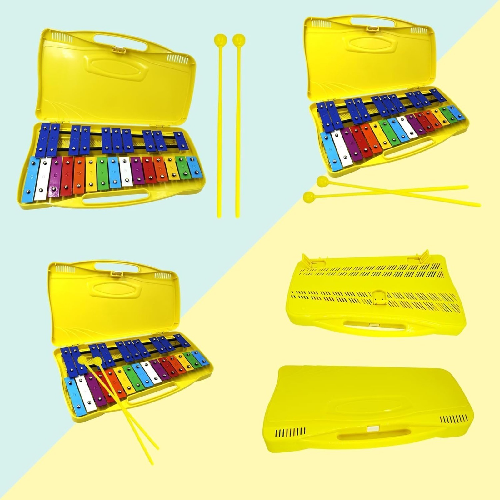 25 Notes Glockenspiel Xylophone, Percussion Instrument With Hard Case And Safe