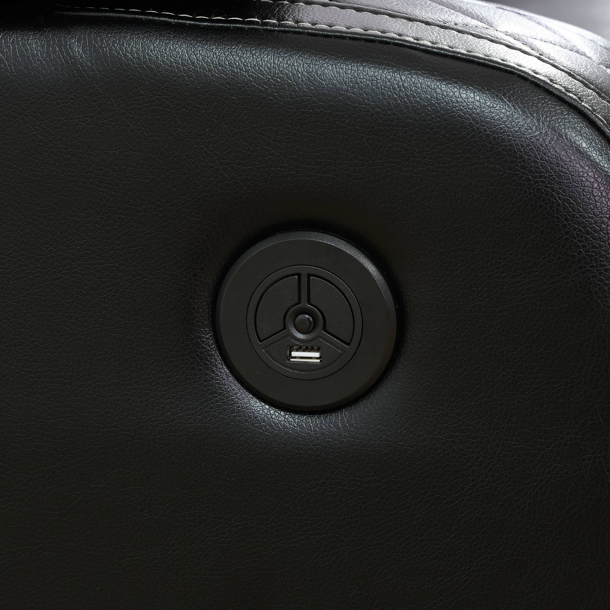 Pickup Only--Black Breathing Leather 3-Piece Living Room Recliner Sofa Set