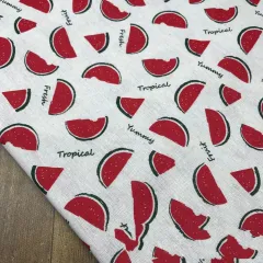 Household Cloth Cotton Hemp Blend Fabric Garden Style Magnolia - Watermelon - View 1