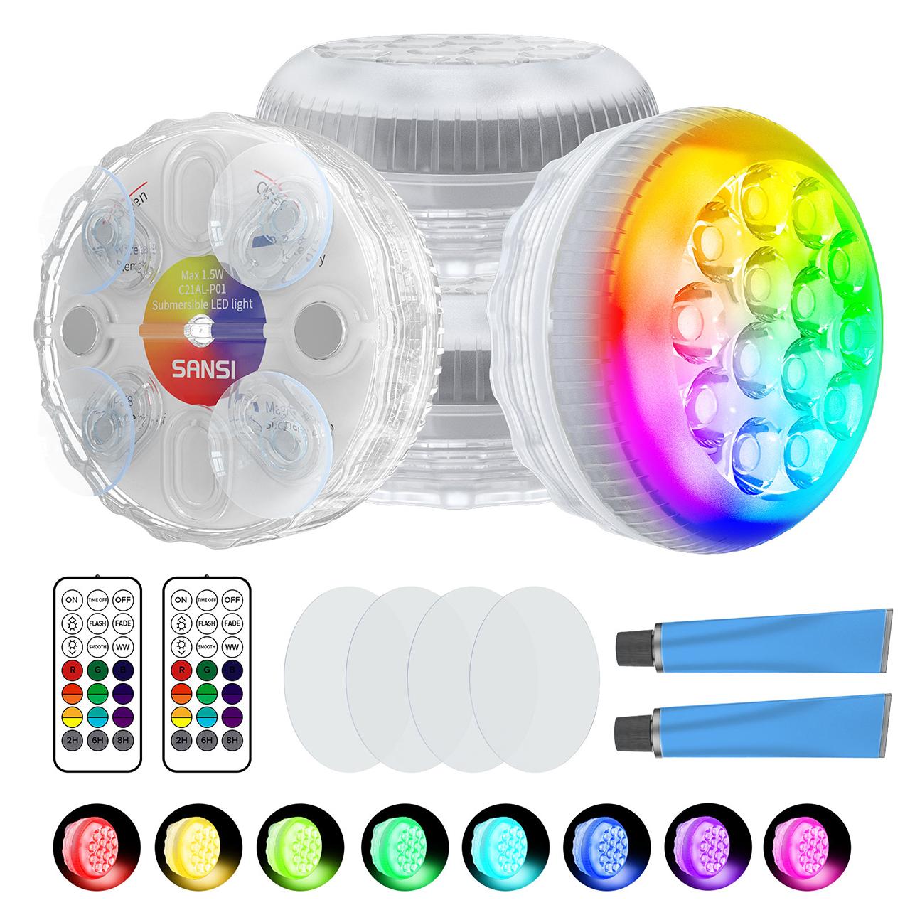 SANSI IP68 Waterproof RGB Pool Light, Summer Rechargeable 20Hrs Outdoor LED Lamp - Picture 10 of 10