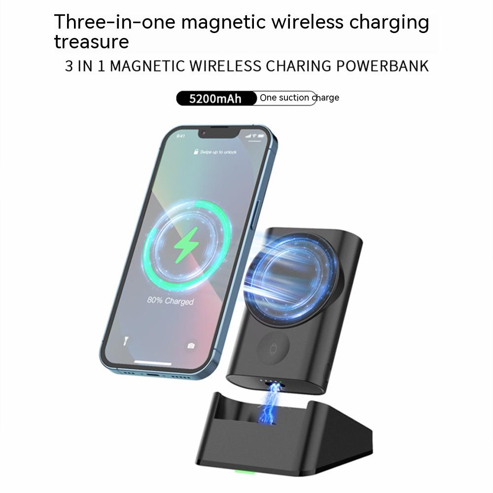 New Three-in-one Base Bracket Magnetic Wireless Power Bank