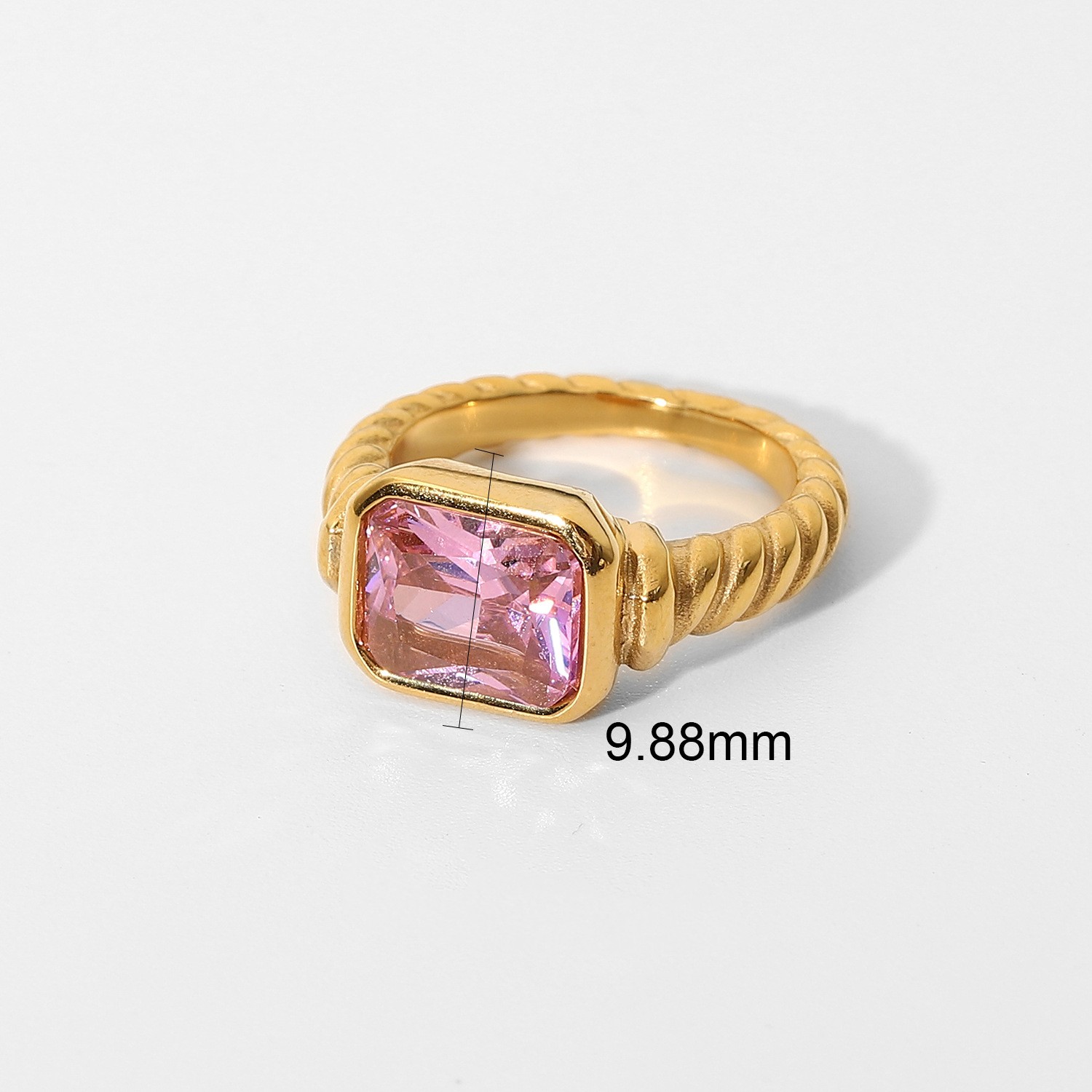 Title 7, Vergulde RVS Trendy Zirkonia Ring