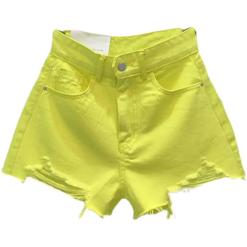 Fashion Wide Leg Pants Ripped Raw Edge Denim Shorts