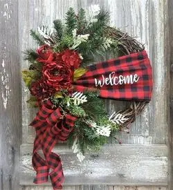 Christmas Red And Black Lattice Bow Decoration Garland - Lattice