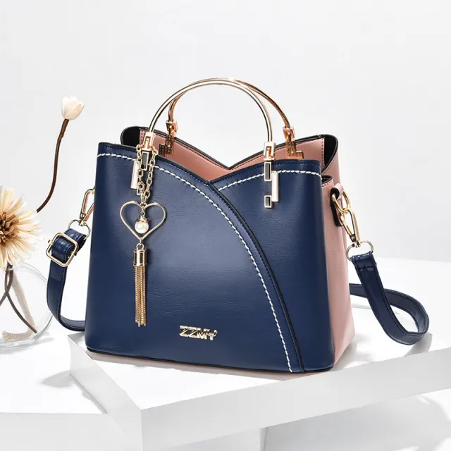Color Block Handbag Love Tassel Decor Crossbody Bags For Women Blue - Shop at LoveMi