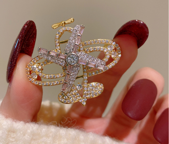 Gold-Plated Aircraft Brooch, picture 3 of 5