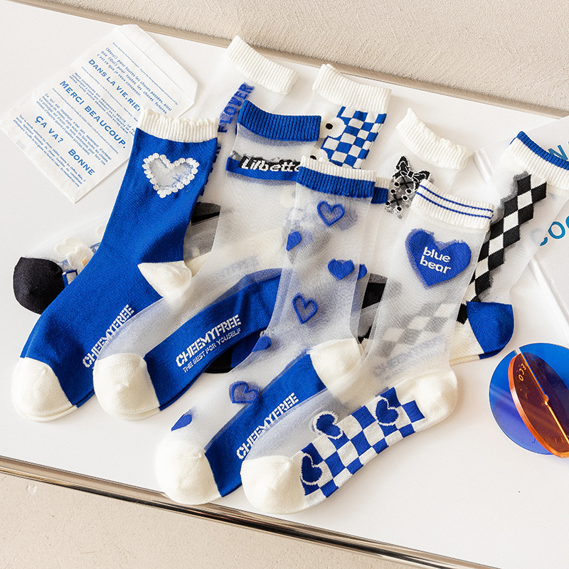 Transparent Spring And Summer Sweat-absorbing Glass Silk Socks