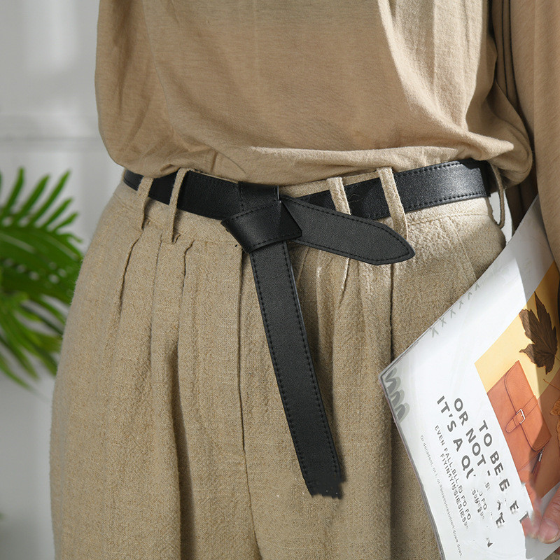 Knotted Decorative Woolen Coat With Belt Fashion Matching Dress