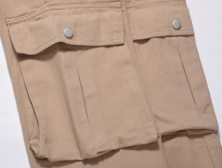 Title 7, Mens Multi Pocket Trousers Khaki Straight High...