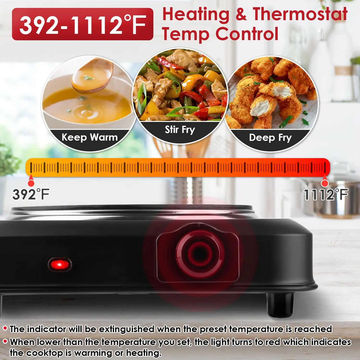 1Pc 1200W Electric Infrared Single Burner Portable Heating Hot Plate Stove Countertop RV Hotplate With 7.5in Glass Cooktop Stepless Temperature Adjustments For 