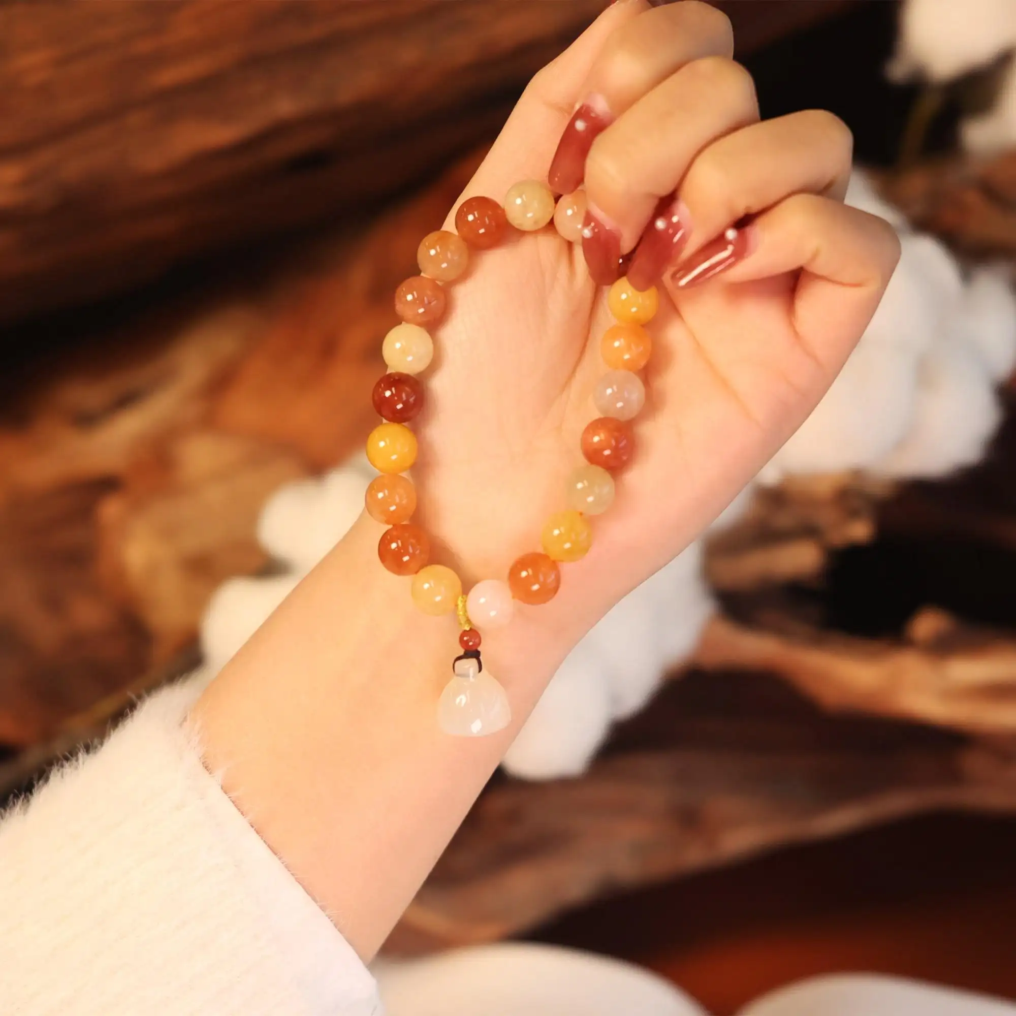 Auspicious Natural Golden Jade String For Men And Women