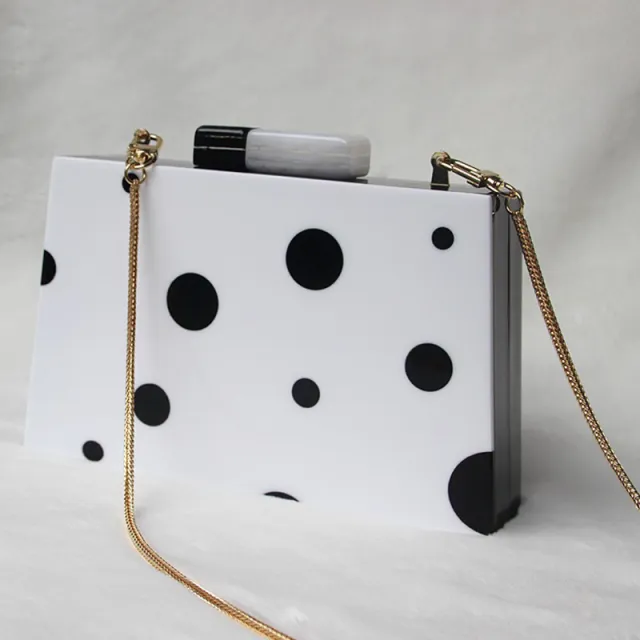 Dinner Bag Wedding Bag Black And White Polka Dot Clutch Bag European And American Fashion New White - Shop at LoveMi