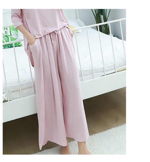 Plus-size Pajamas Two-piece Set Of Nine-minute Wide-leg Pants