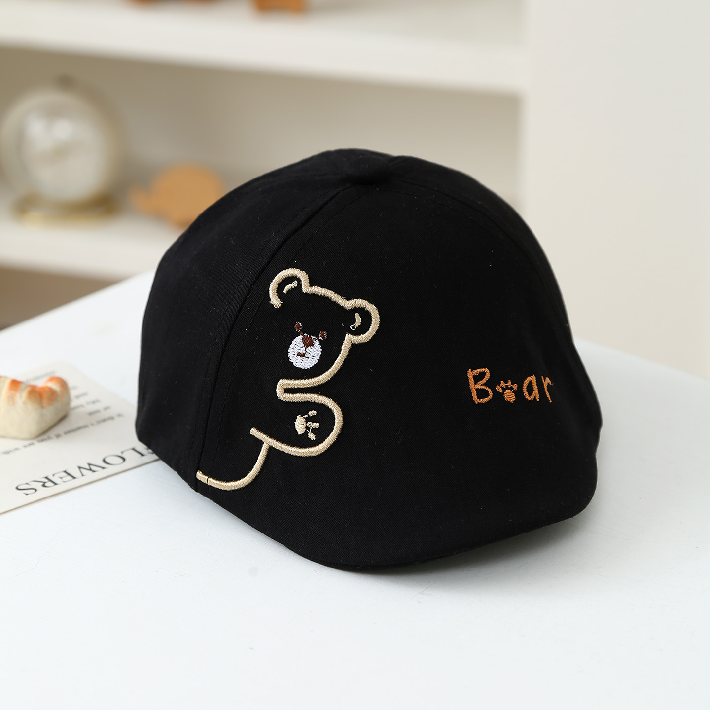 Summer Boys And Girls Embroidered Little Bear Embroidered Children's Beret For Daily Sun Protection Soft And Cute Childish Style Baby Outing Hat