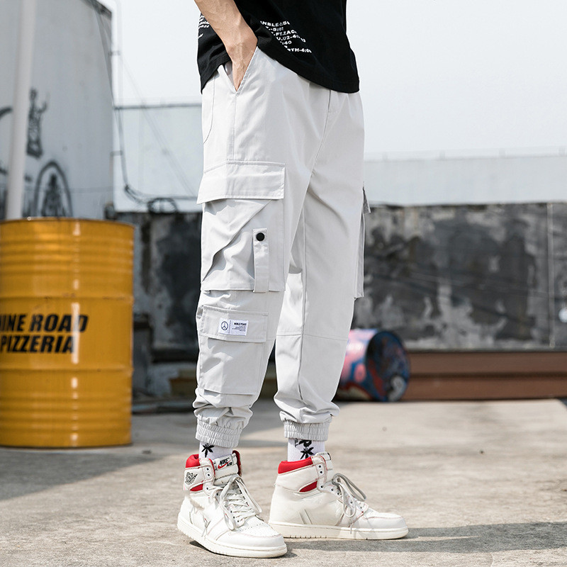 Loose Cropped Trousers With Thin Multi-Pocket Overalls