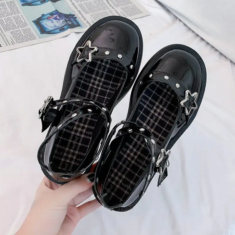 Schoolgirls' Trendy Retro Small Leather Shoes