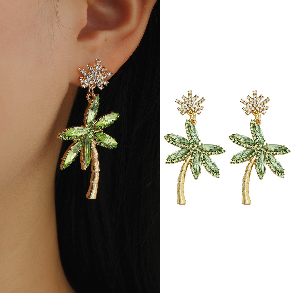 Title 1, Bohemian Beach Style Alloy Coconut Tree Earrings