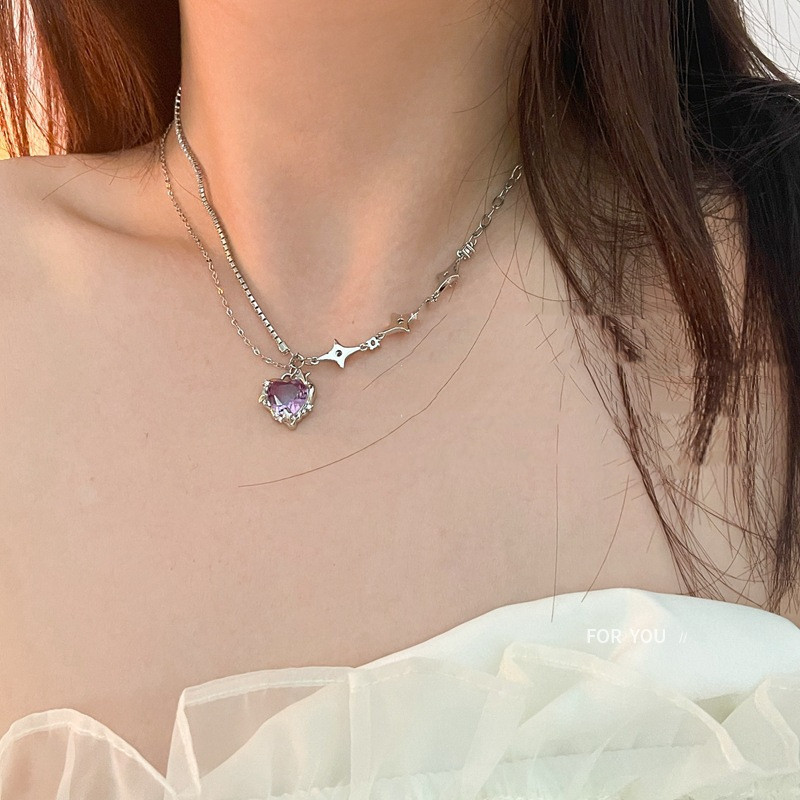 Title 4, Fashion Purple Crystal Love Necklace