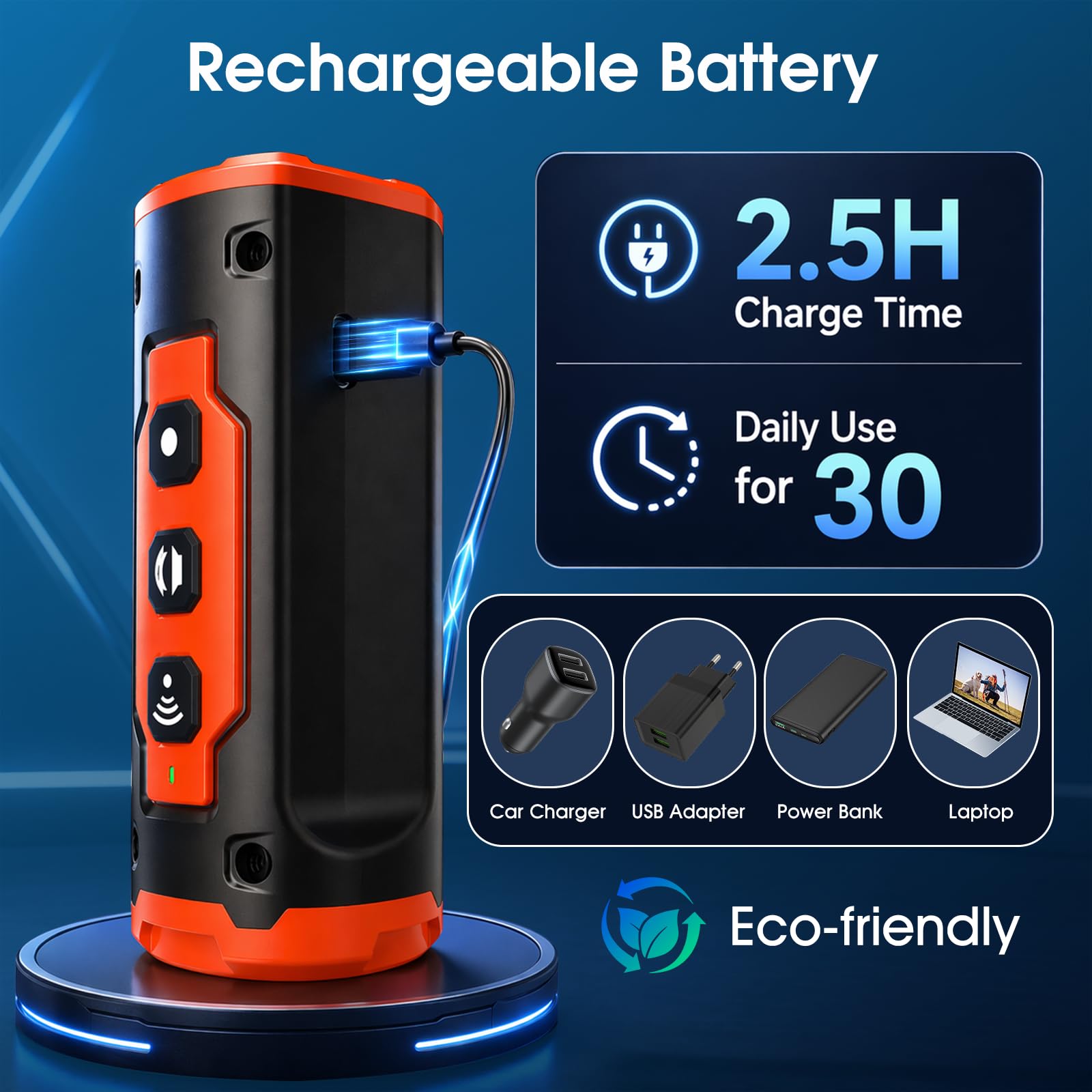 Dog Bark Deterrent Devices, 1-Touch Anti-Barking Device For Dogs With 3 Ultrasonic Heads, 50ft Range, Rechargeable & Safe Dog Training Tool With Flashlight, Helps Improve Behavior — foto 7