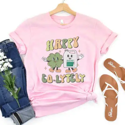 Women's Youth Street Style Round Neck Printed Short Sleeve Pink - Shop at LoveMi