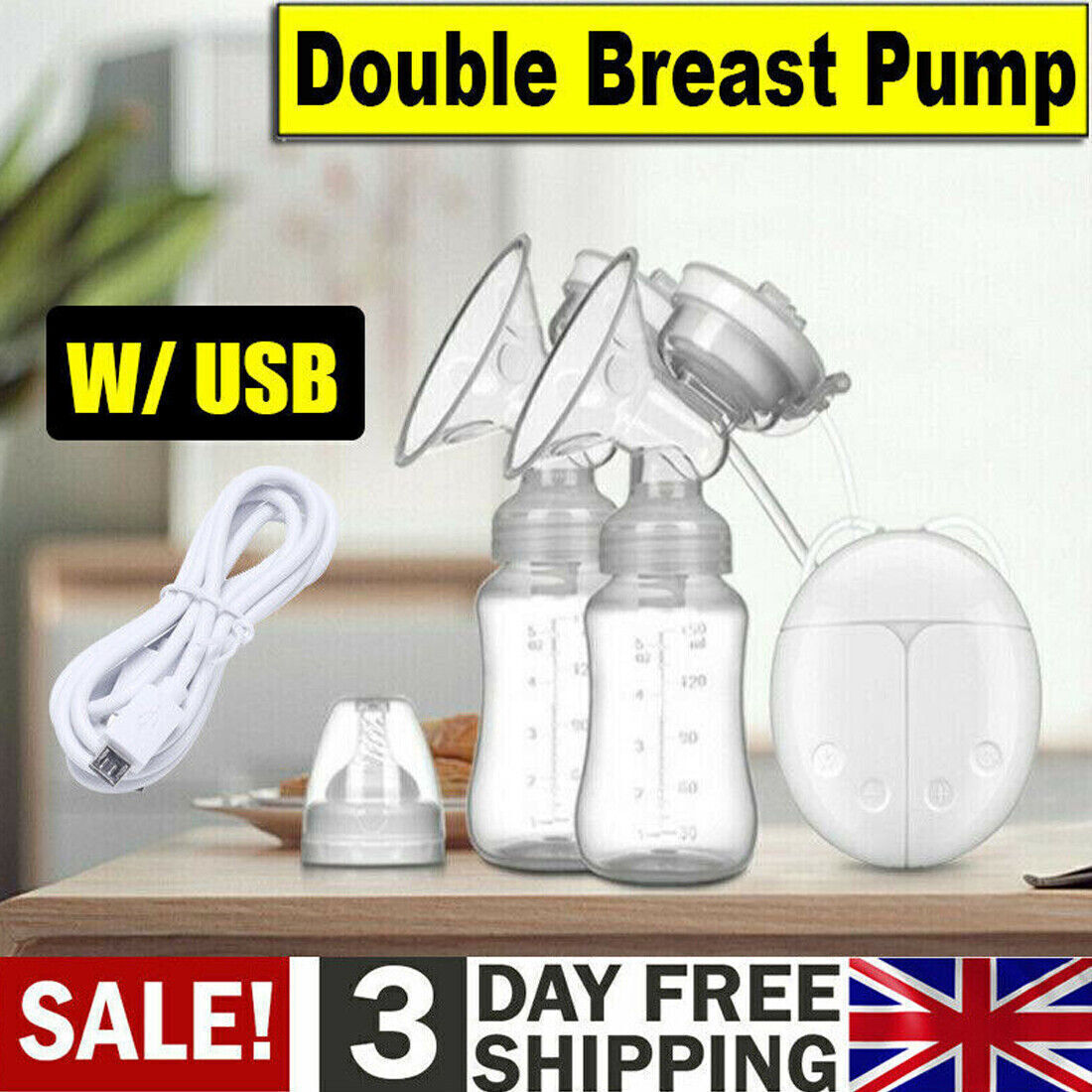 Electric Breast  Mute Automatic Dual Breastpump Baby Infant Feeding With USB 7