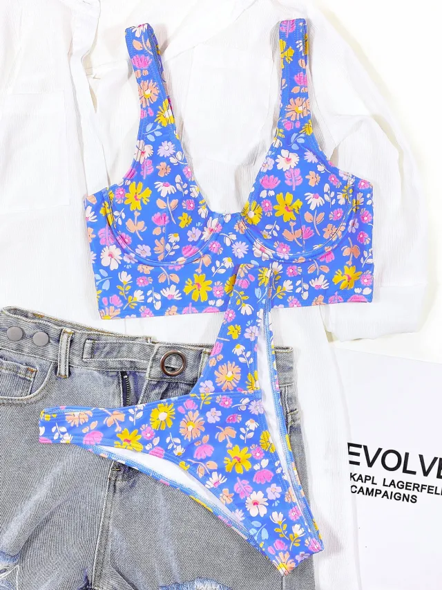 Ladies Split Swimsuit Small Floral Bikini Floral - Shop at LoveMi