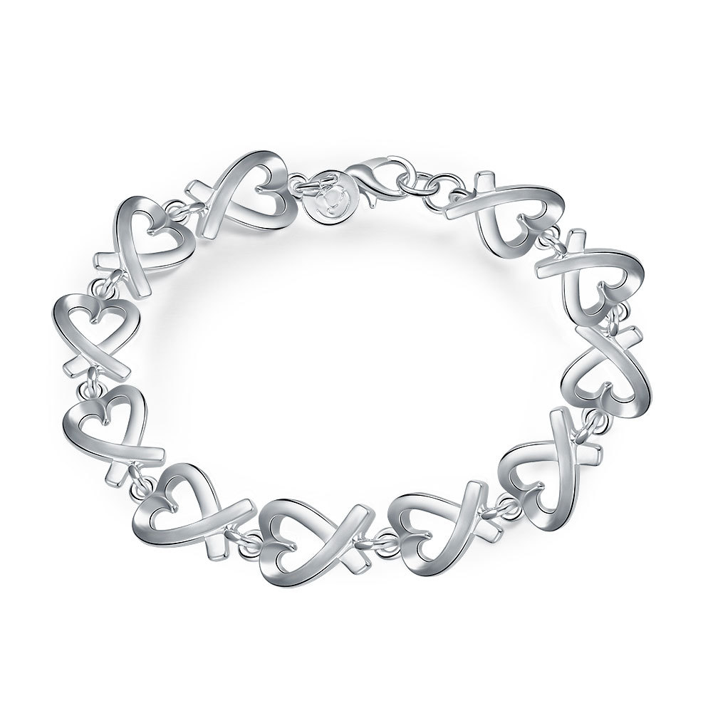Silver Factory Direct Sales Korean Style Beautiful Full Heart-shaped Kelp Bracelet