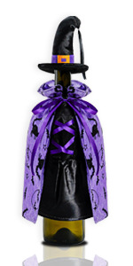 Halloween decoration black witch cloak hat bottle cover