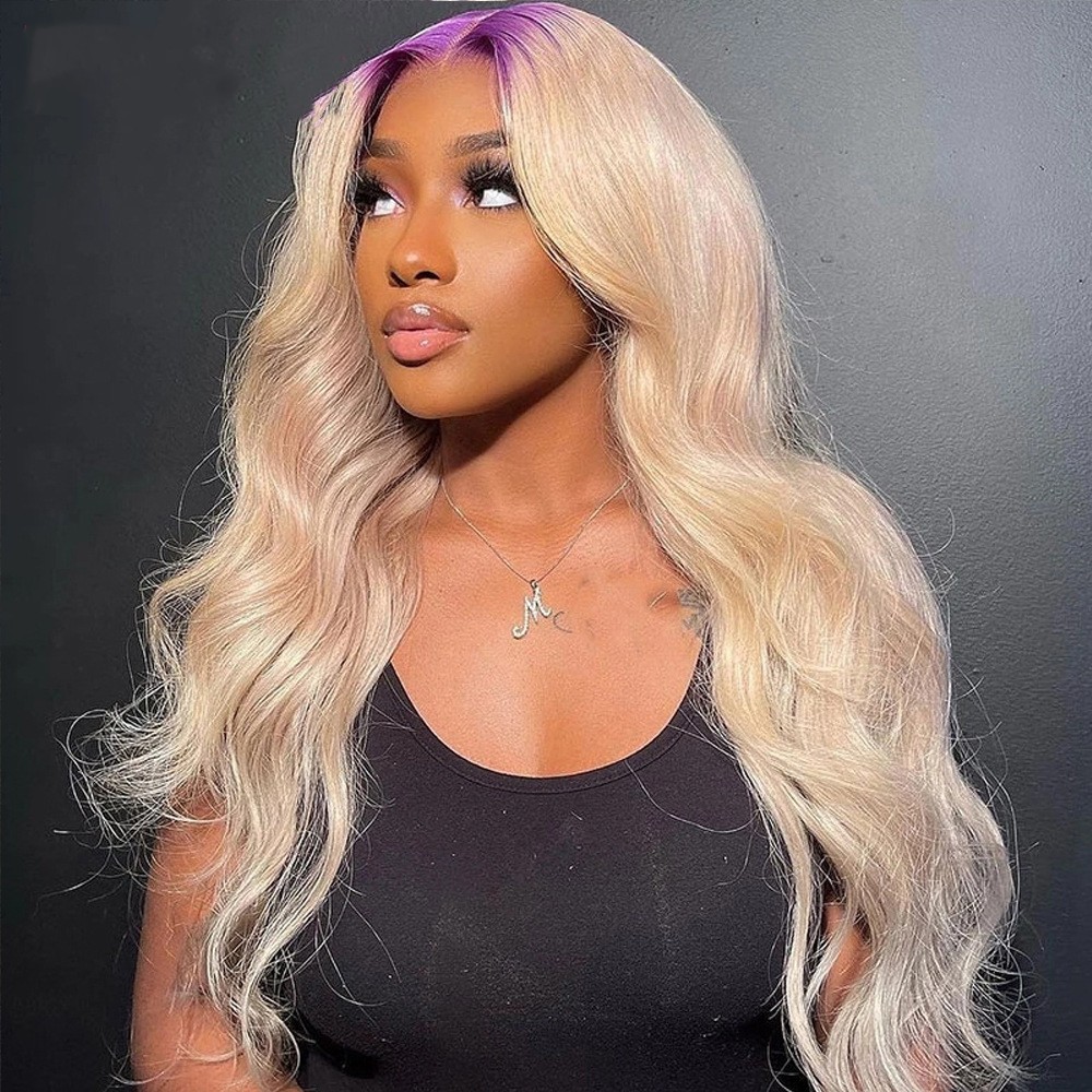 Simple Root Dyed Purple Human Wigs — foto 7