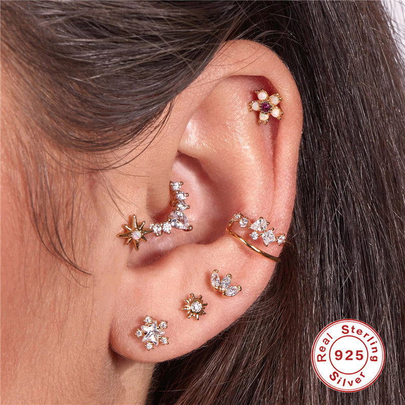 Title 2, S925 Sterling Silver Diamond-embedded Cartilage...