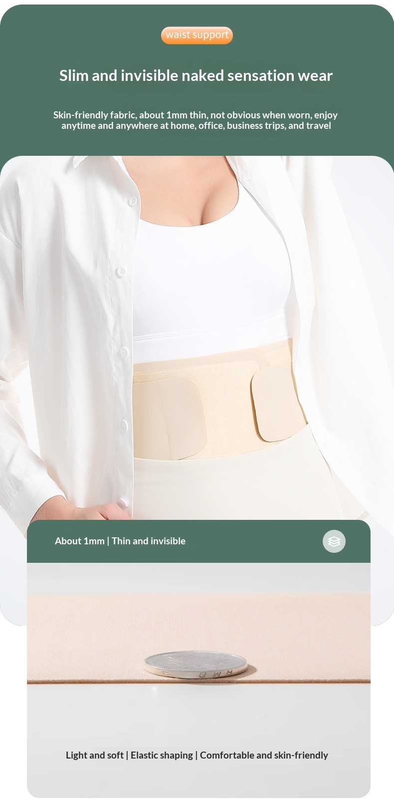 Lightweight And Breathable Lumbar Support Belt For Summer, High Elasticity, Compression Waist Trainer, Abdominal Binder, Dynamic Support For Sports Injuries And Lumbar Support — foto 6