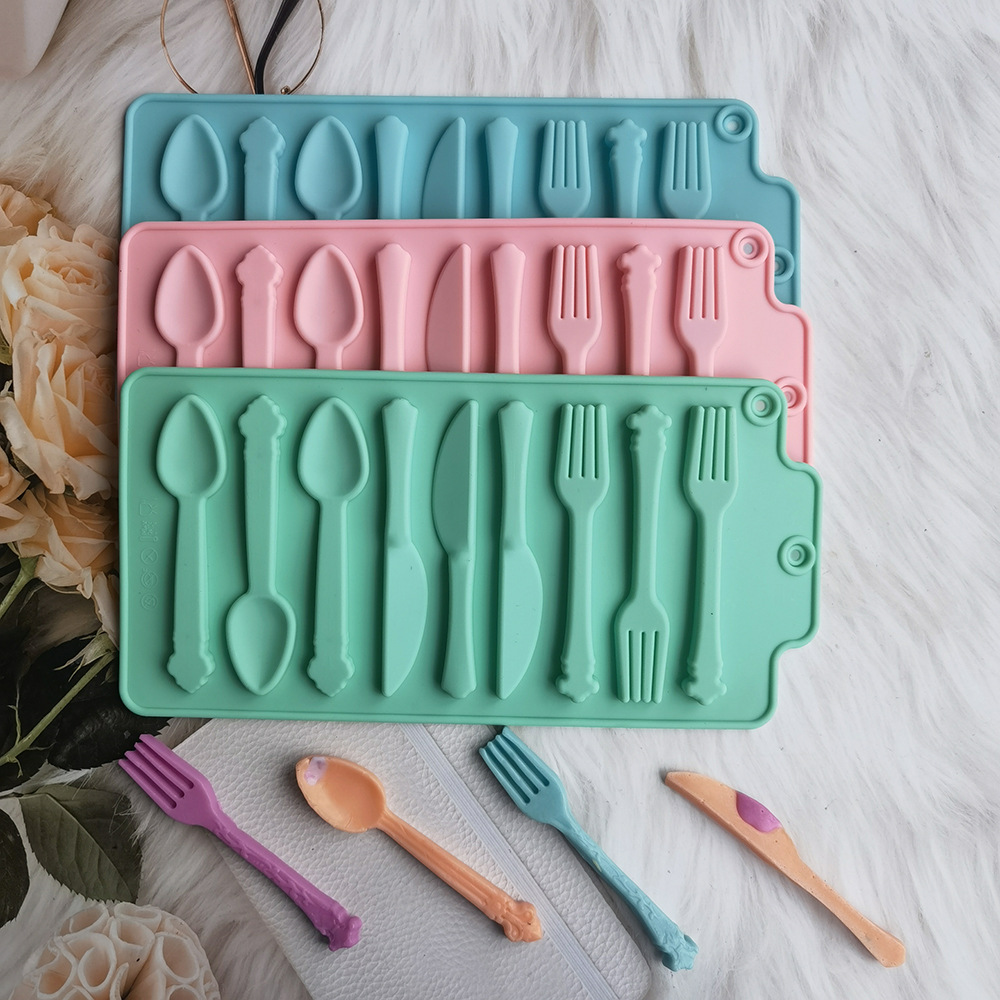Silicone Knife And Fork Insert Candle Fondant Drop Glue Mold