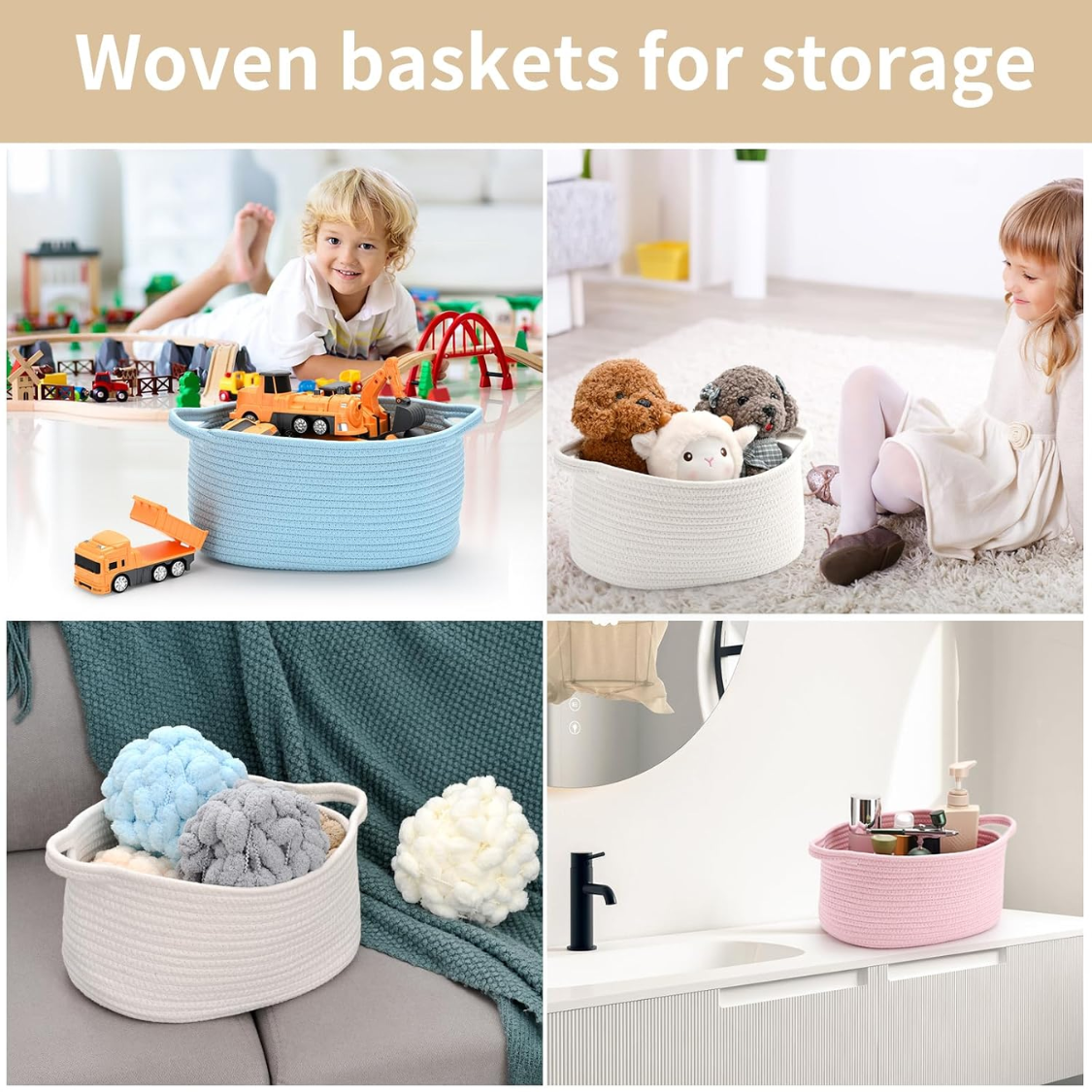 Cotton Rope Basket Empty DIY Gift Basket For Burr Great For Baby Shower Birthday Decor Cute Decorative Storage