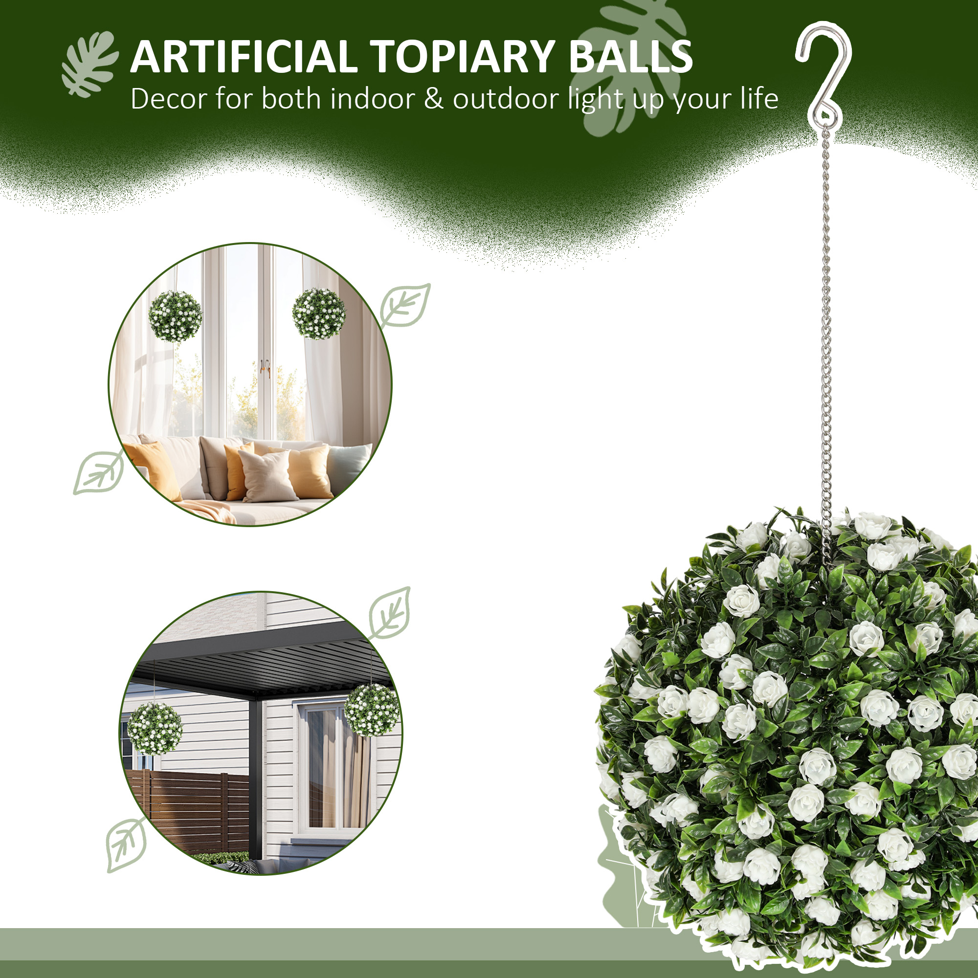 Two Piece Decoration Simulation Plant, UV Resistant Shaped Rose Ball, Indoor — image 2