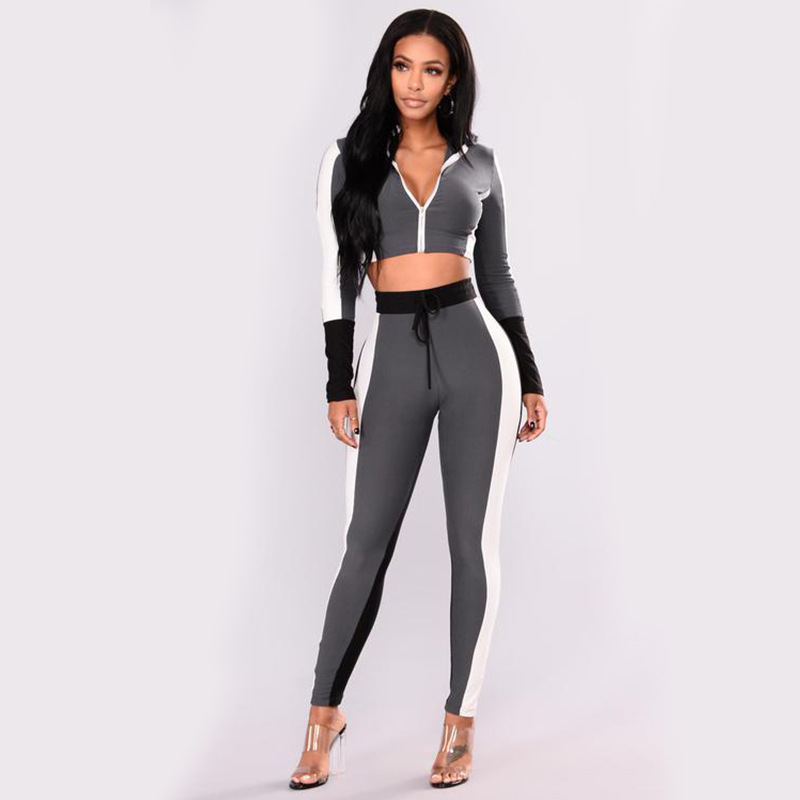 Colorblock Short Casual Sweatshirt Sports Suit