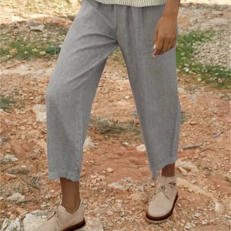Pure Cotton Loose And Slim Straight Leg Casual Pants