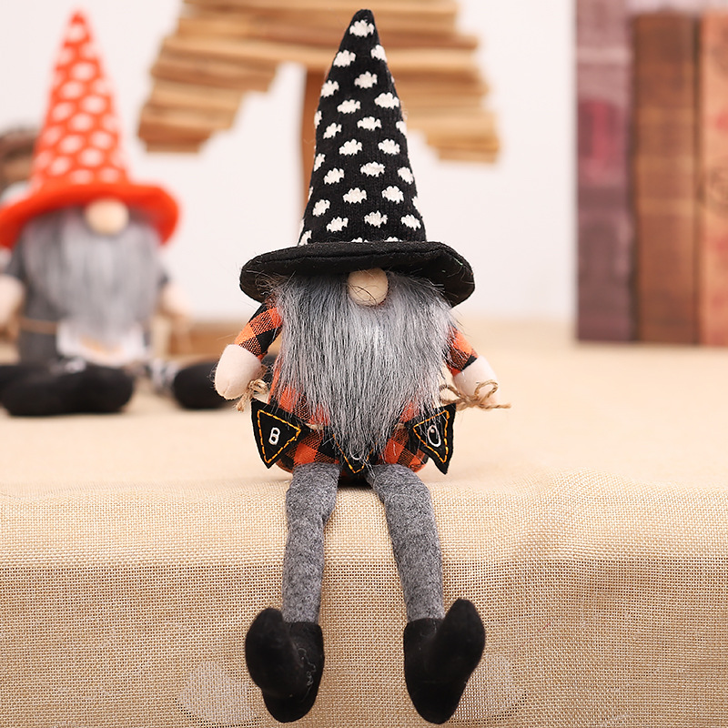 Witch Cloak Hat Faceless Long-legged Doll Decoration