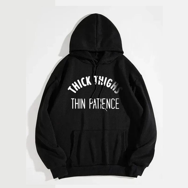 Big Leg Thick Thin Patient Hoodie Printed European And American Plus Velvet