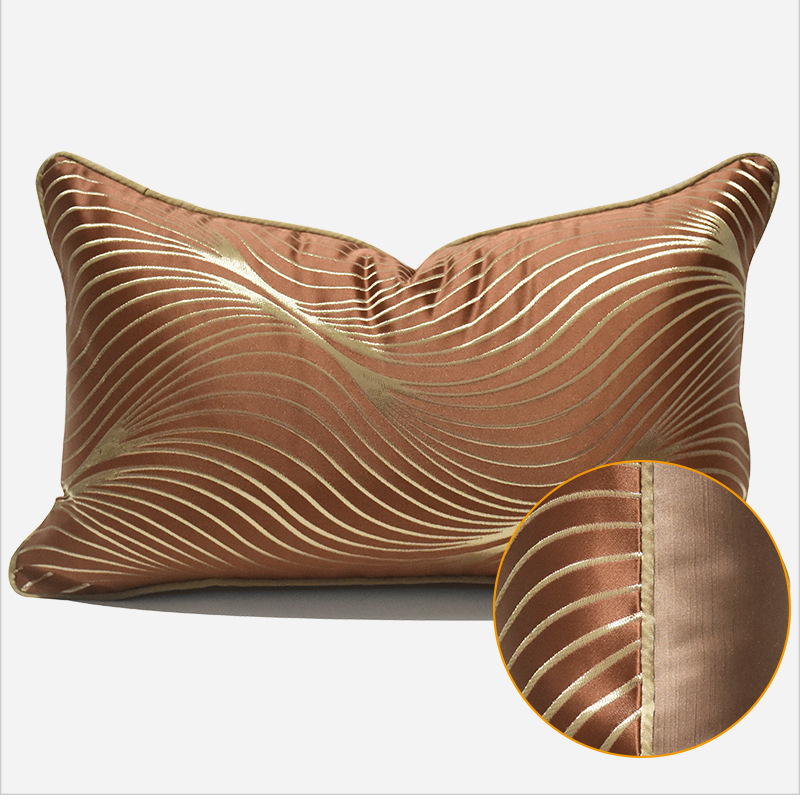 Title 7, Simple Modern Red Coffee Color Striped Pillow C...