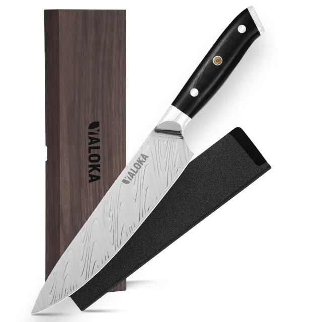 8 Inch Chef Knife Japanese Chef's Knife 7Cr17MoV High Carbon Steel Japanese Knife Full Tang G10 Handle Black Titanium Coated Blade Professional Coo... Silver Waves Blade - Shop at LoveMi