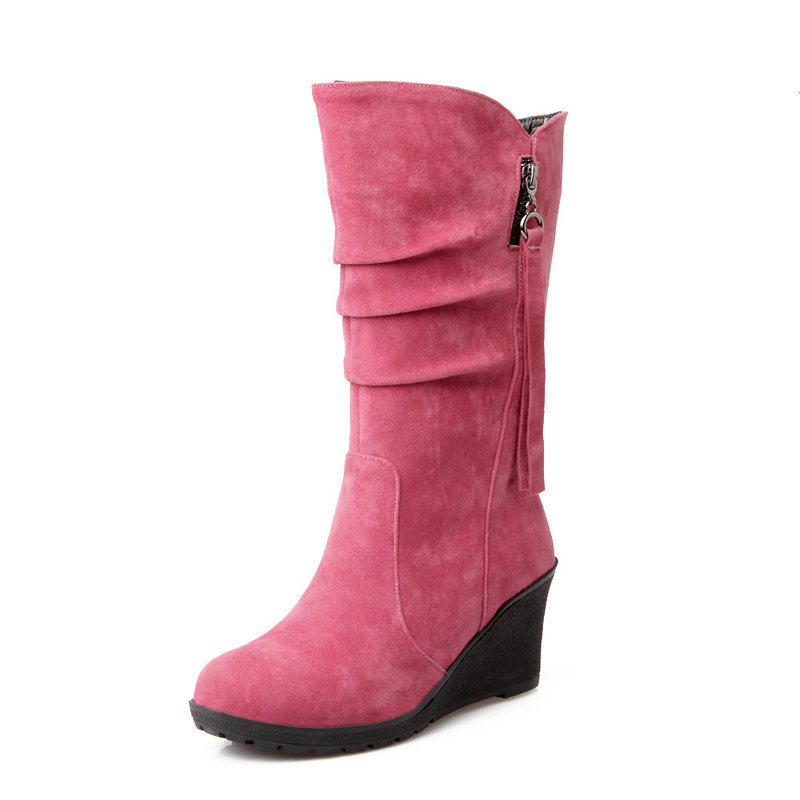 Autumn And Winter Mid tube Boots Women Pink - Shop at LoveMi