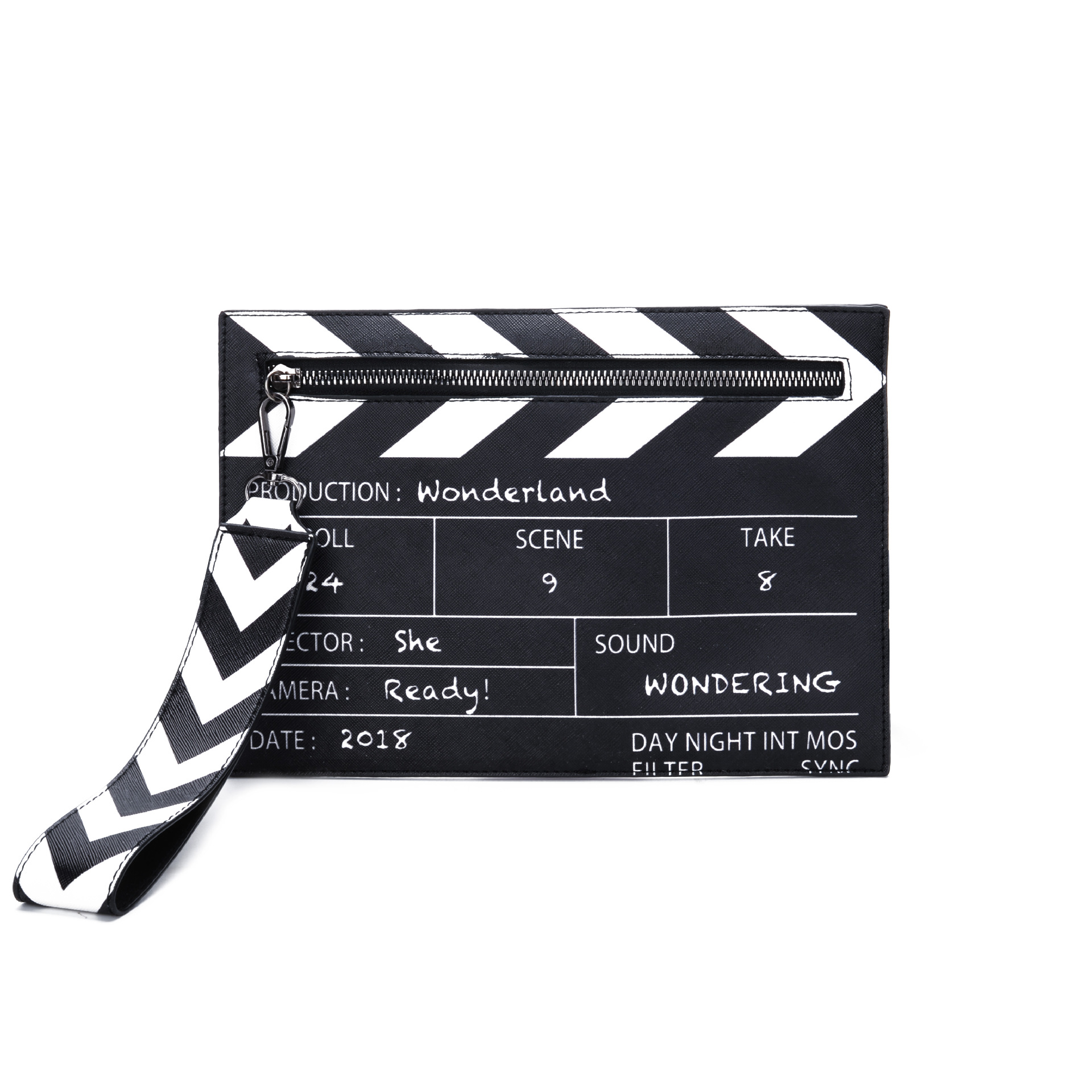 Clapperboard Print Leather Crossbody Clutch - Image 2 of 5